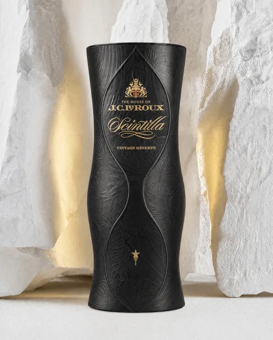 JC Le Roux Scintilla textured black gift tube with gold foil