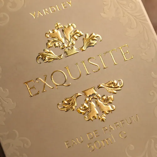 Yardley Exquisite carton with embossed gold foil crest